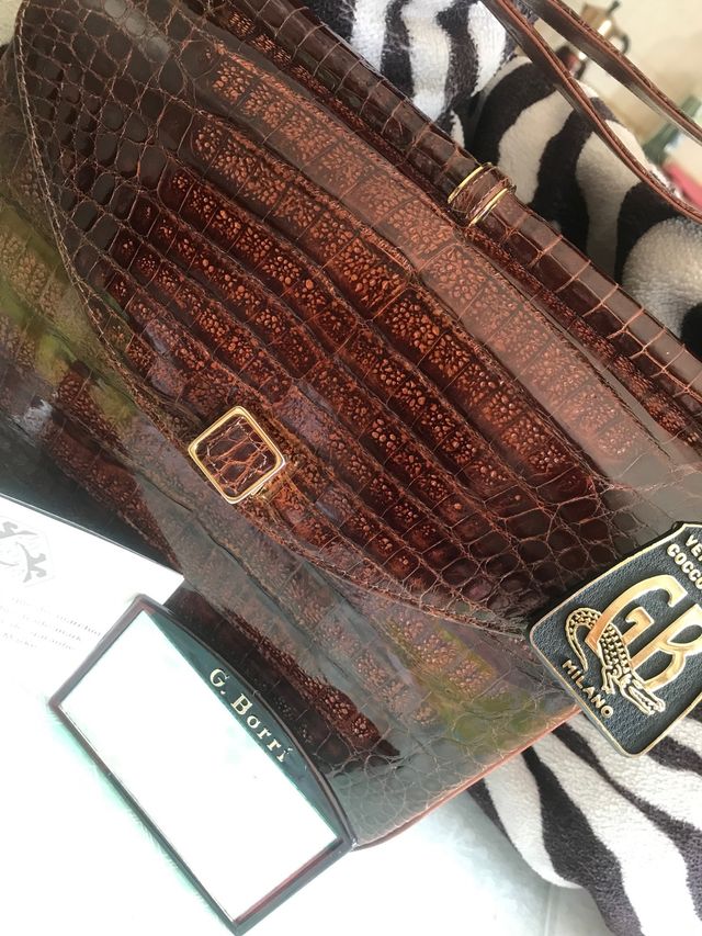 Borsa pelletteria G. Borrì cuoio e coccodrillo