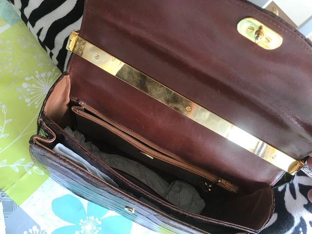 Borsa pelletteria G. Borrì cuoio e coccodrillo