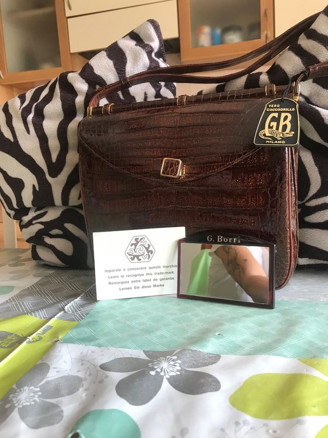 Borsa pelletteria G. Borrì cuoio e coccodrillo