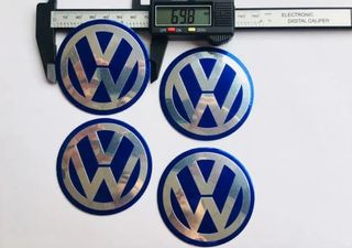 PEGATINA DE CENTRO DE RUEDA VW AZUL 70MM