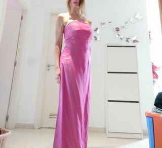 traje de fiesta tejido raso tornasolado