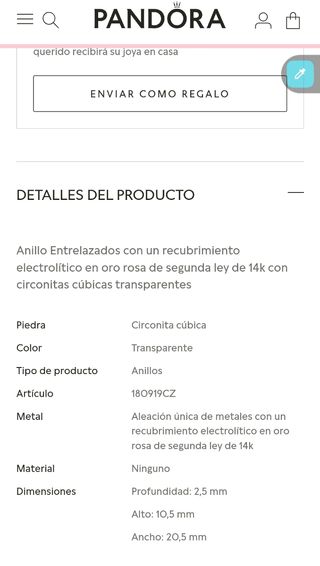 Anillo pandora. Precio rebajado 