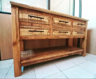 Mueble consola Hibrido Madera Maciza  6 cajones 