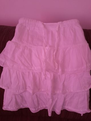 Falda Pimkie blanca talla S de volantes