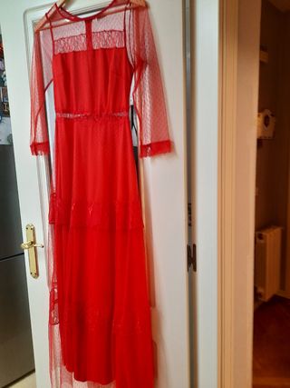 vestido largo rojo teria yabar OFERTA