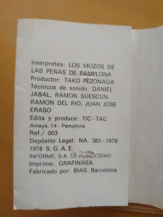 Cassette las peñas por san fermin