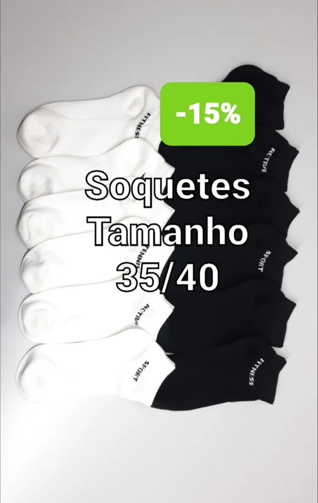 Meias baixas (soquetes) pretas e brancas