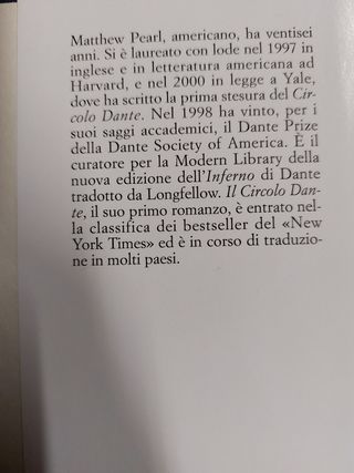 Il circolo Dante- di Matthew Pearl- romanzo