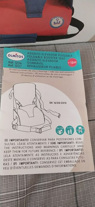 trona asiento elevador plegable de viaje portatil