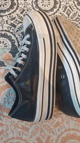 Converse de Plataforma de piel Talla 42 Negro