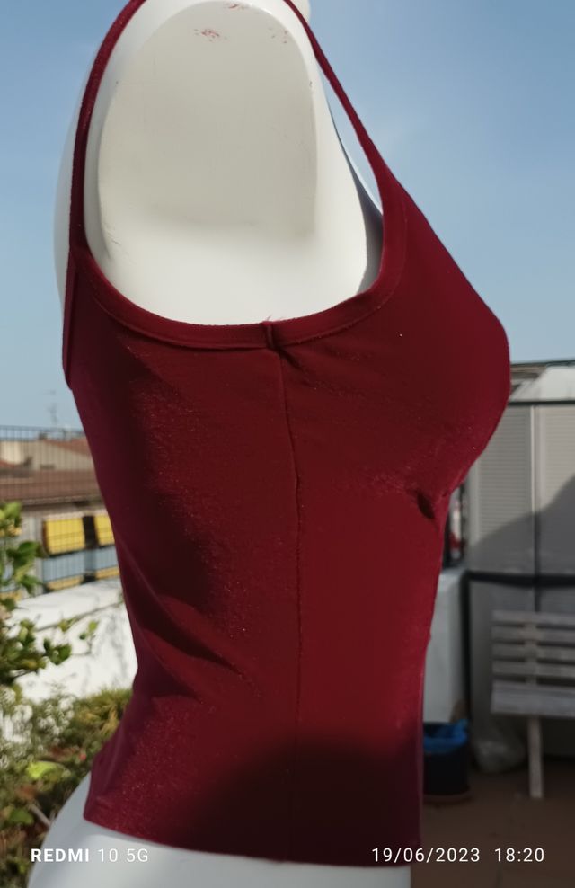 Top Terciopelo elástico granate  M