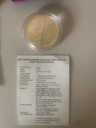 3 Moneda eagle proof 1988,1989 y 1990