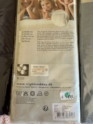 Fundas almohada 45x1,10cm cama de 1,80 cm