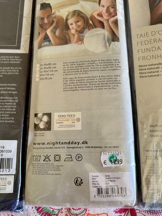 Fundas almohada 45x1,10cm cama de 1,80 cm