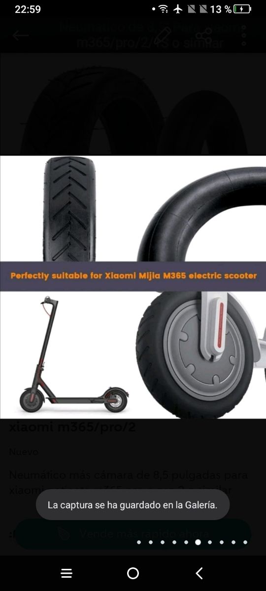 2 x neumático más 2x cámaras 8,5" para Xiaomi m365