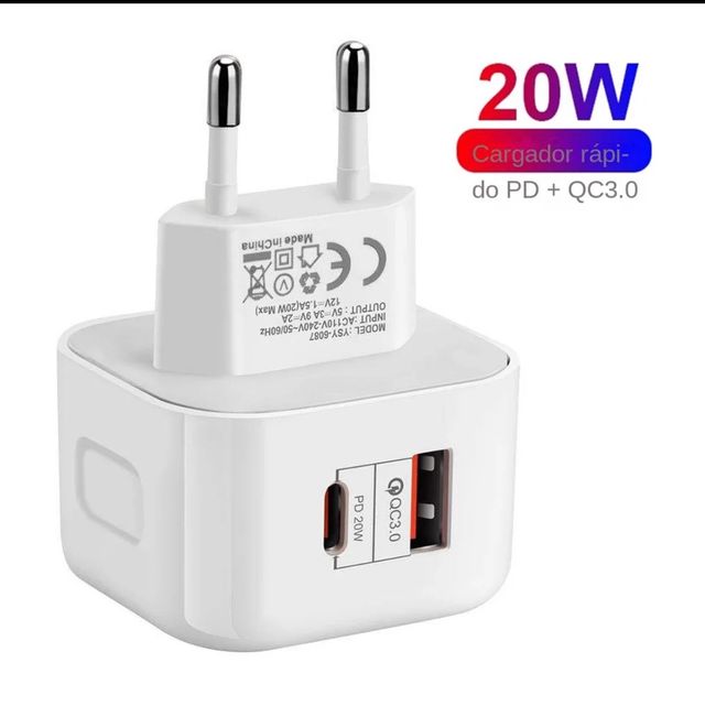 CARGADOR DOBLE USB Y USB -C 20W