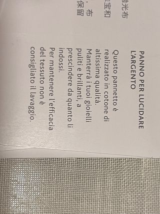 Panno pulizia argento