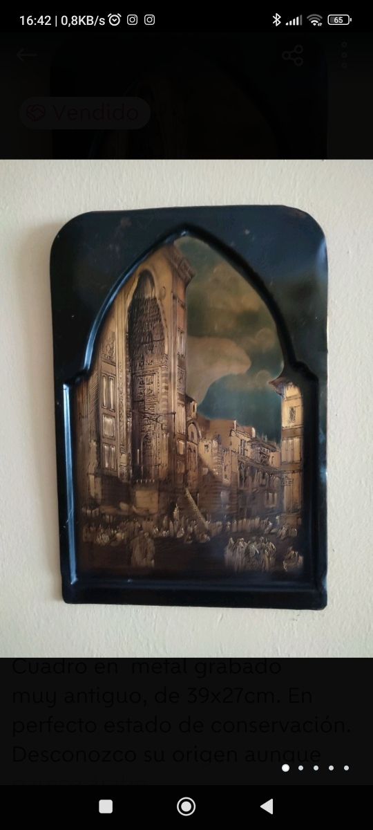 Espectacular plancha de cobre muy antiguo