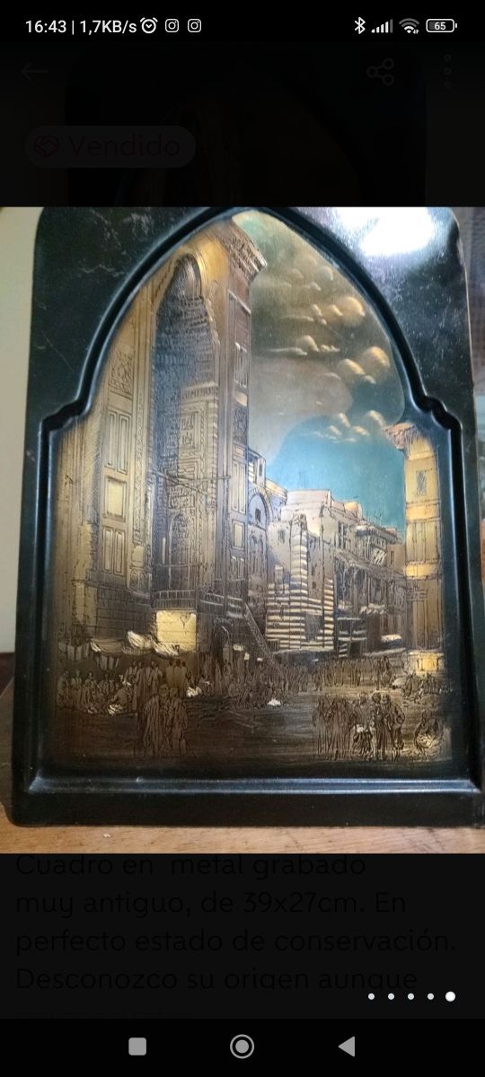 Espectacular plancha de cobre muy antiguo