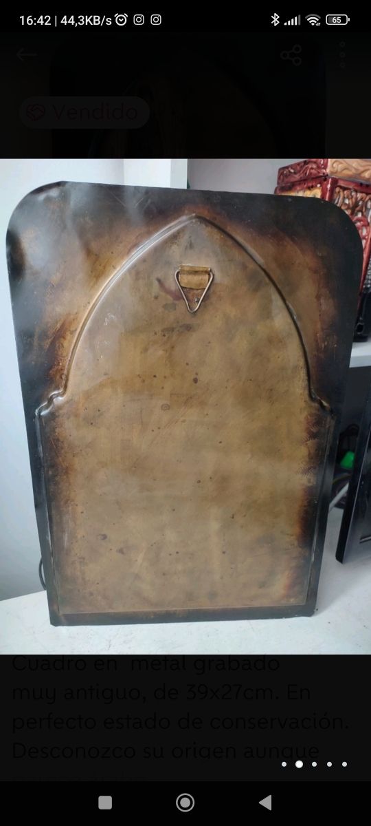 Espectacular plancha de cobre muy antiguo