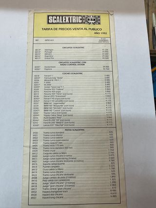 Catálogo de precios Scalextric