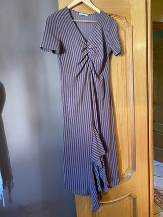 Vestido midi de rallas