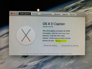 iMac, Pantalla 20" mediados del 2009, SSD 500Gb