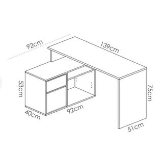 Mesa escritorio blanco y roble