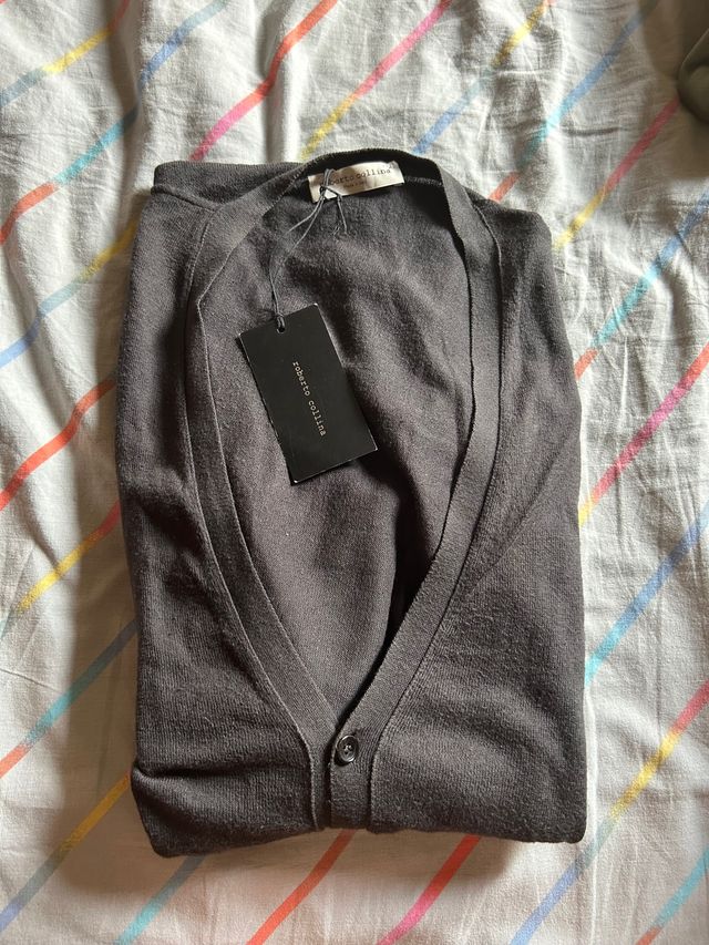 Roberto Collina golf scollo V tg.46 grigio chiaro