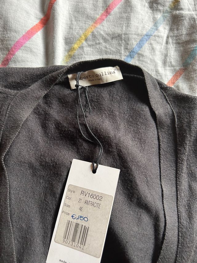 Roberto Collina golf scollo V tg.46 grigio chiaro