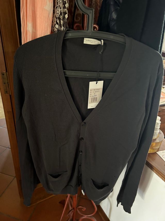 Roberto Collina golf scollo V tg.46 grigio chiaro