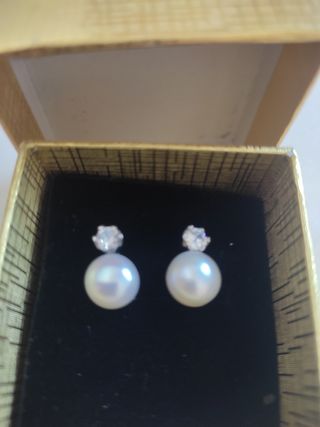 Pendientes de perlas con circonitas