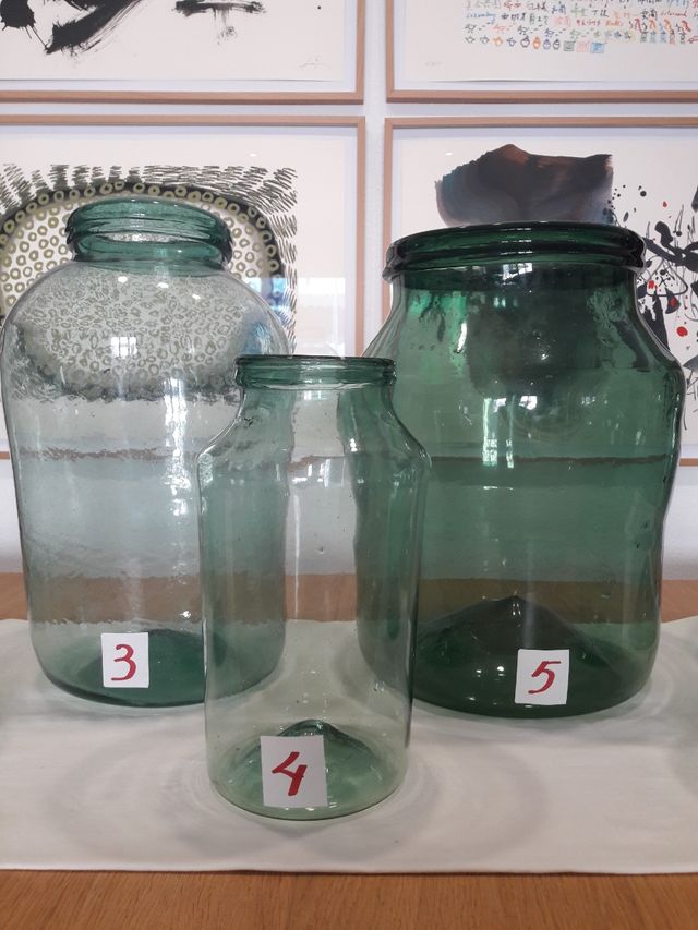 AUFABIAS , TARROS CRISTAL SOPLADO , ANTIGUAS