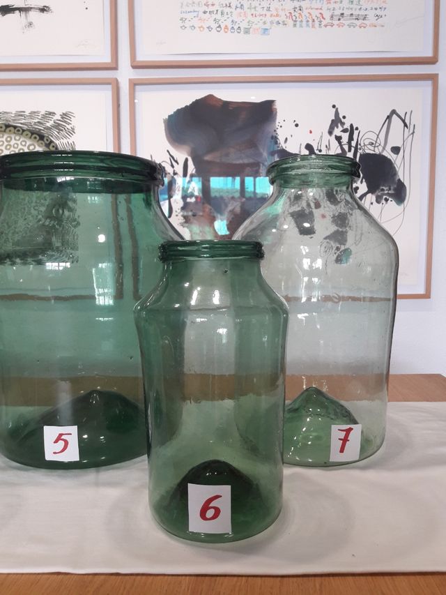 AUFABIAS , TARROS CRISTAL SOPLADO , ANTIGUAS