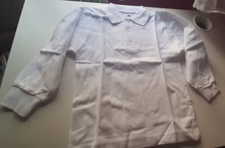 Polo blanco manga larga, tallas, nuevo