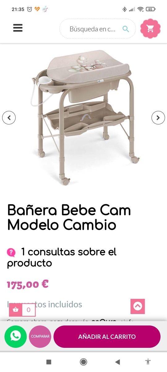 cambiador con bañera