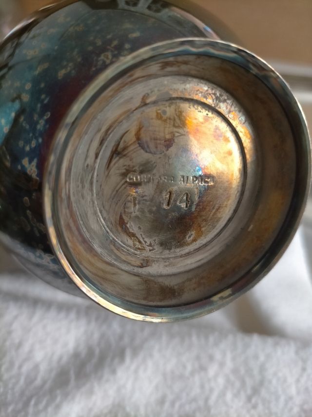 vintage. juego de café en alpaca y baño de plata