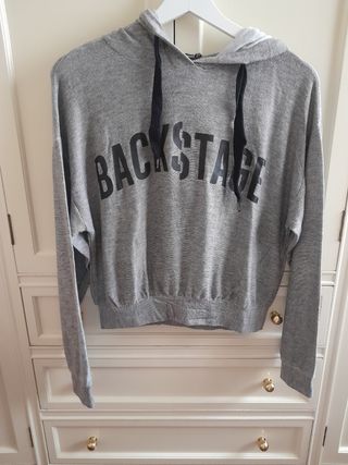 Sudadera gris con capucha Bershka Talla S
