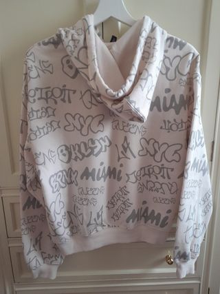 Sudadera chica beige y gris H&M, talla S