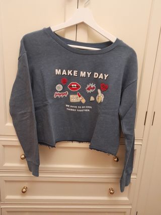 Sudadera chica corta, Bershka S