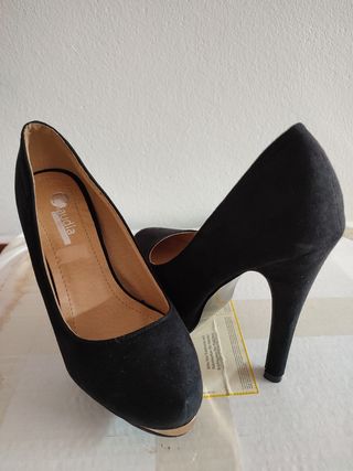 zapatos negros de tacón 12 cm