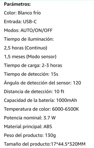 2 luces LED recargables 32 cm