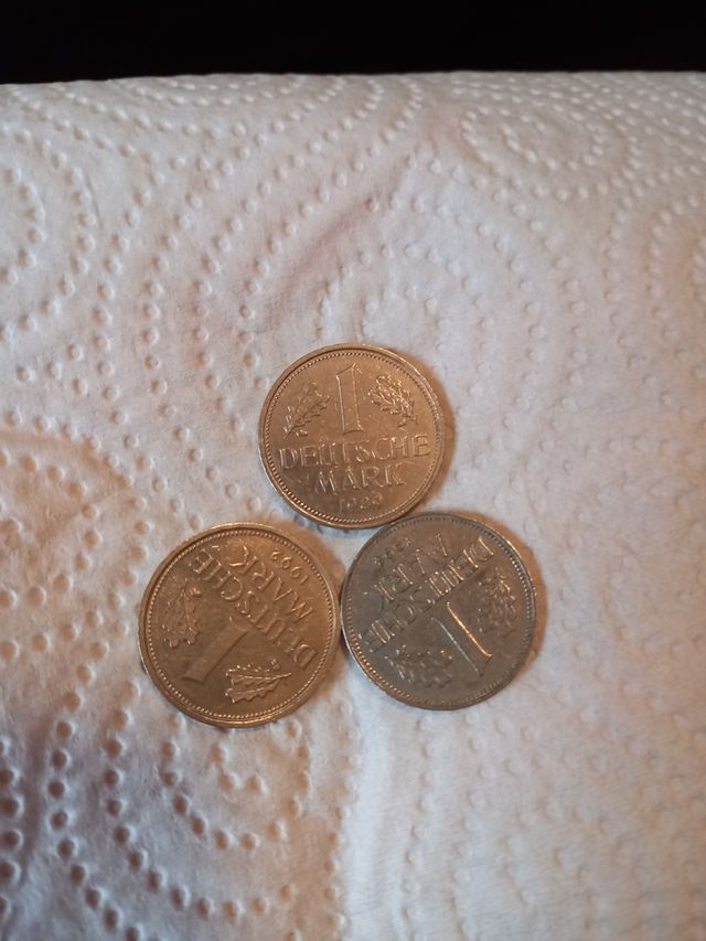 Lote 3 monedas un marco alemán 