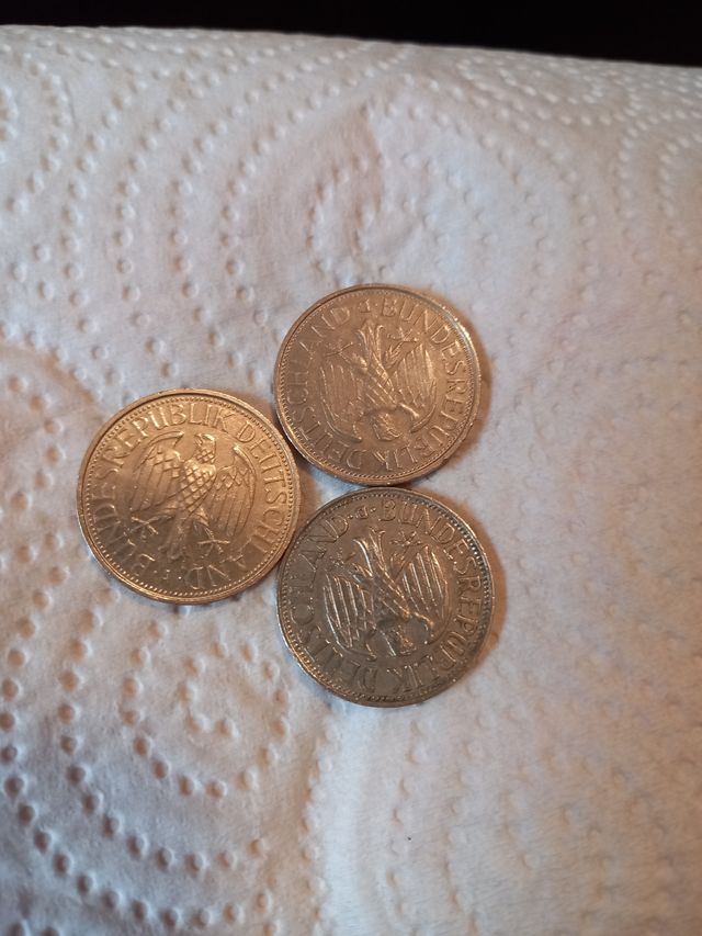 Lote 3 monedas un marco alemán 