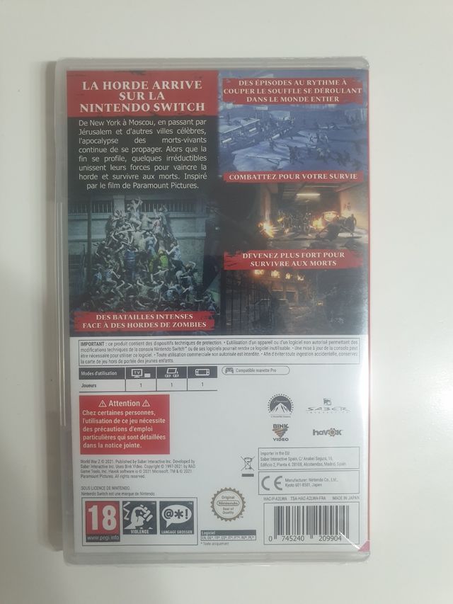 WORLD WAR Z NINTENDO SWITCH PRECINTADO