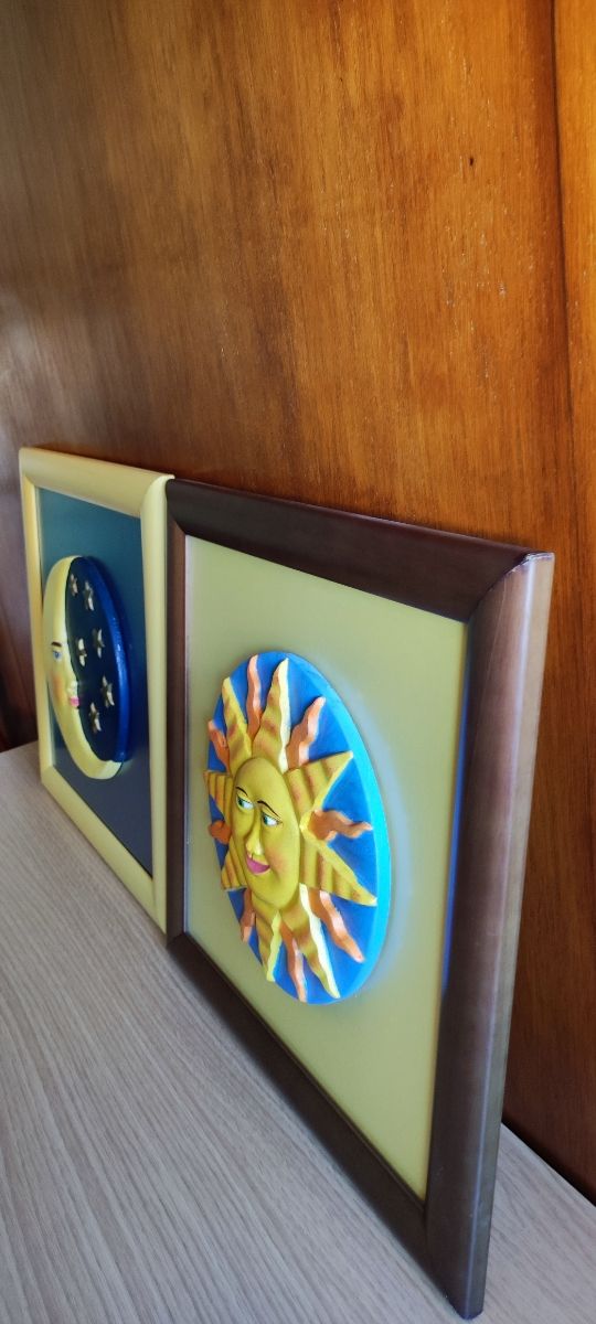 Cuadros artesanales sol y luna