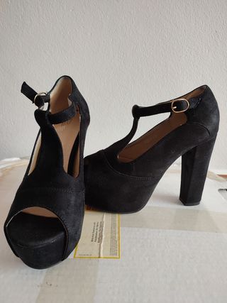 zapatos tacón negros 10,5cm