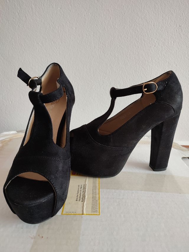 zapatos tacón negros 10,5cm