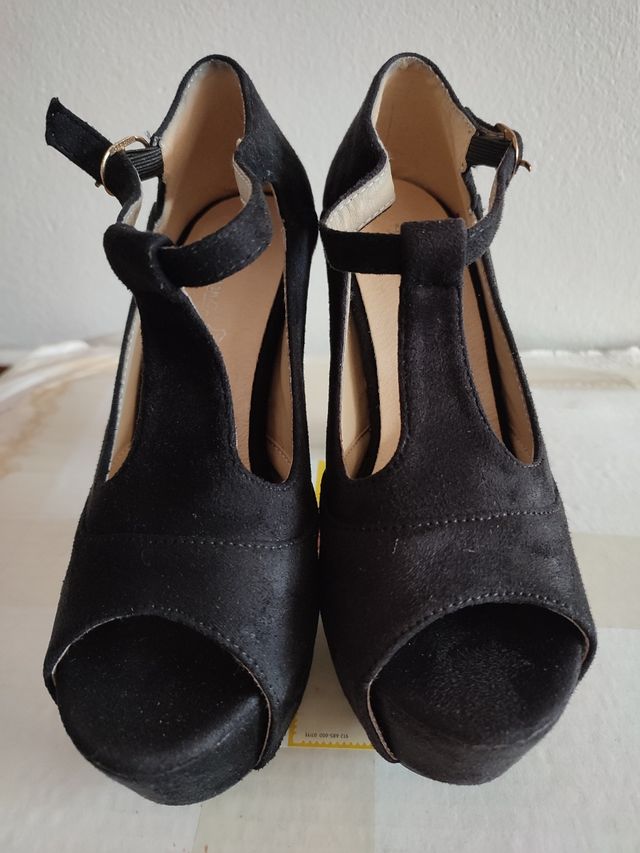zapatos tacón negros 10,5cm