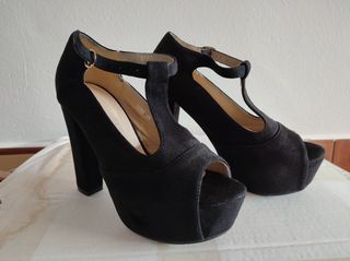 zapatos tacón negros 10,5cm